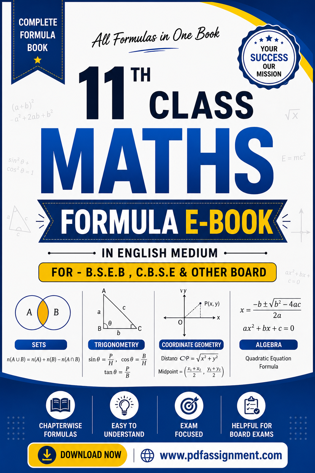 11th Class Maths Formula